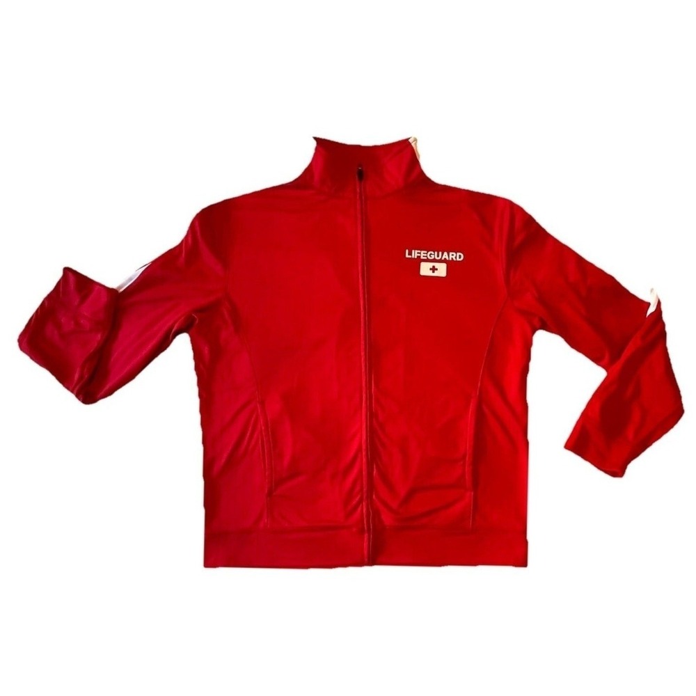 Augusta Sportswear Lifeguard Track Jacket Red White Stripe Full Zip Unisex L